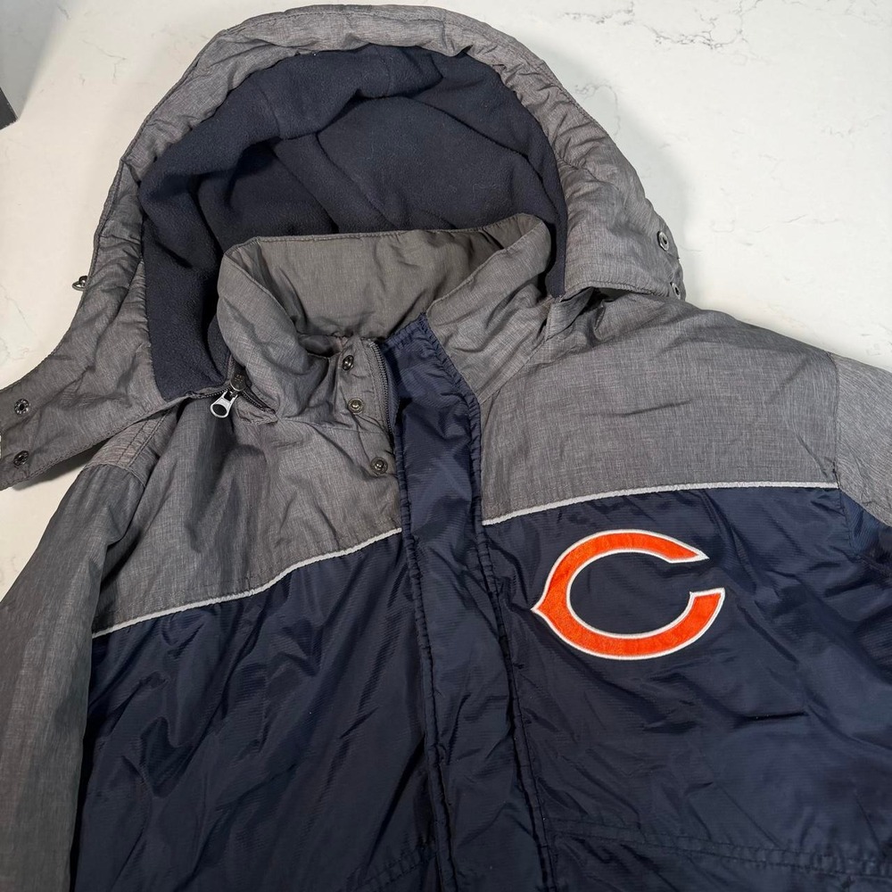Chicago Bears NFL Men's XL Hooded Winter Jacket Navy Gray Full Zip